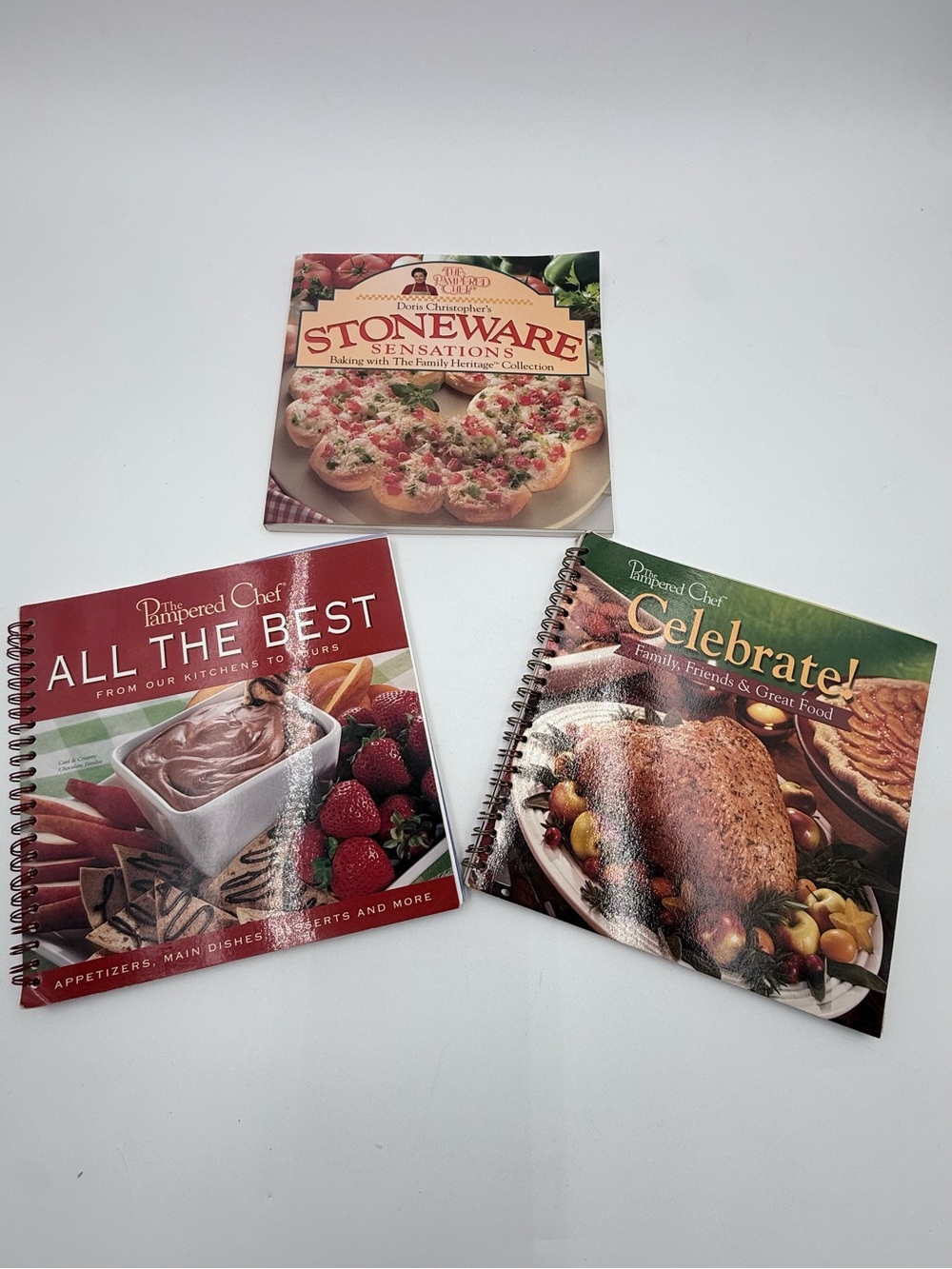 Pampered Chef Cookbooks Lot Of 3 All the Best, Stoneware Sensations, Celebrate